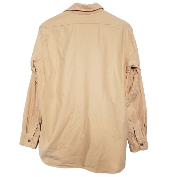LL Bean Outdoor Shirt Camping 100% Cotton Yellow Button Front Mens 16 - Picture 5 of 7